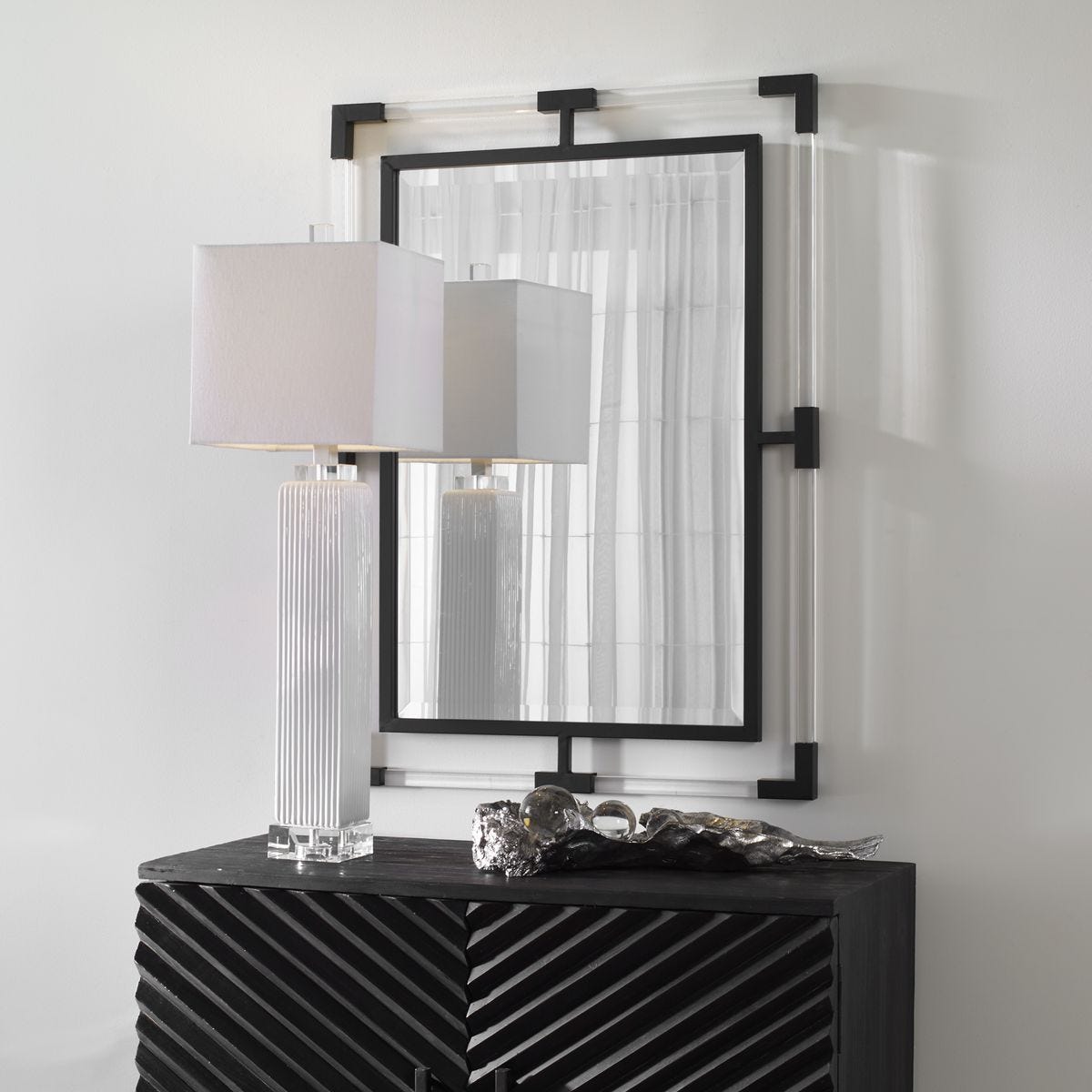Balkan Mirror, Black - elegant mirror for adding style and light to any room | Image 1 | InSTYLE Home & Rugs