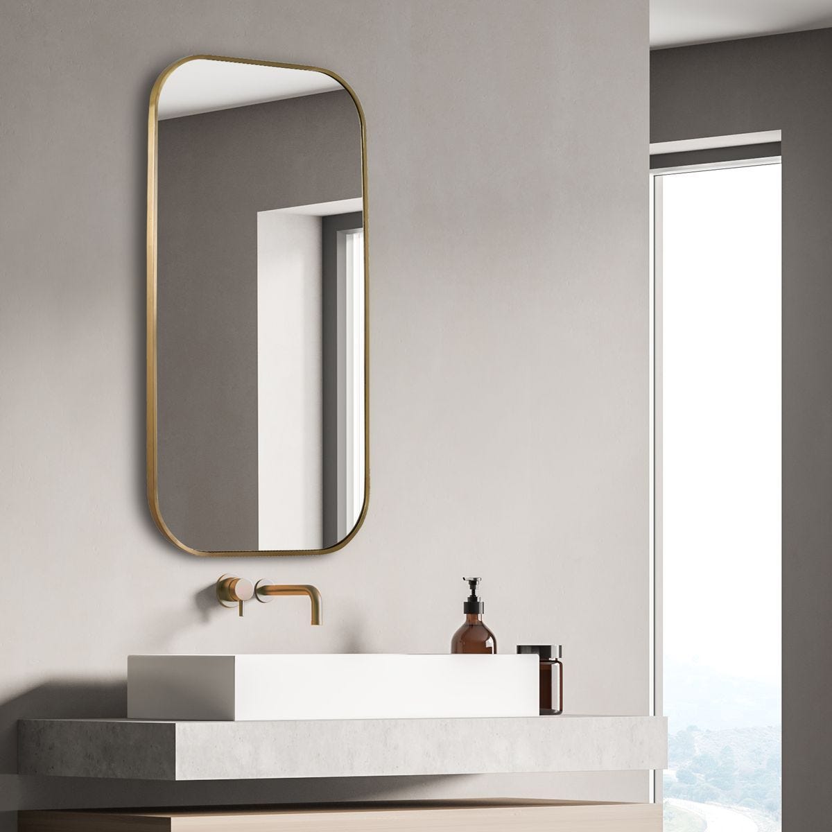 Taft Mirror, Brass - perfect for enhancing light and creating a sense of space | Image 1 | InSTYLE Home & Rugs
