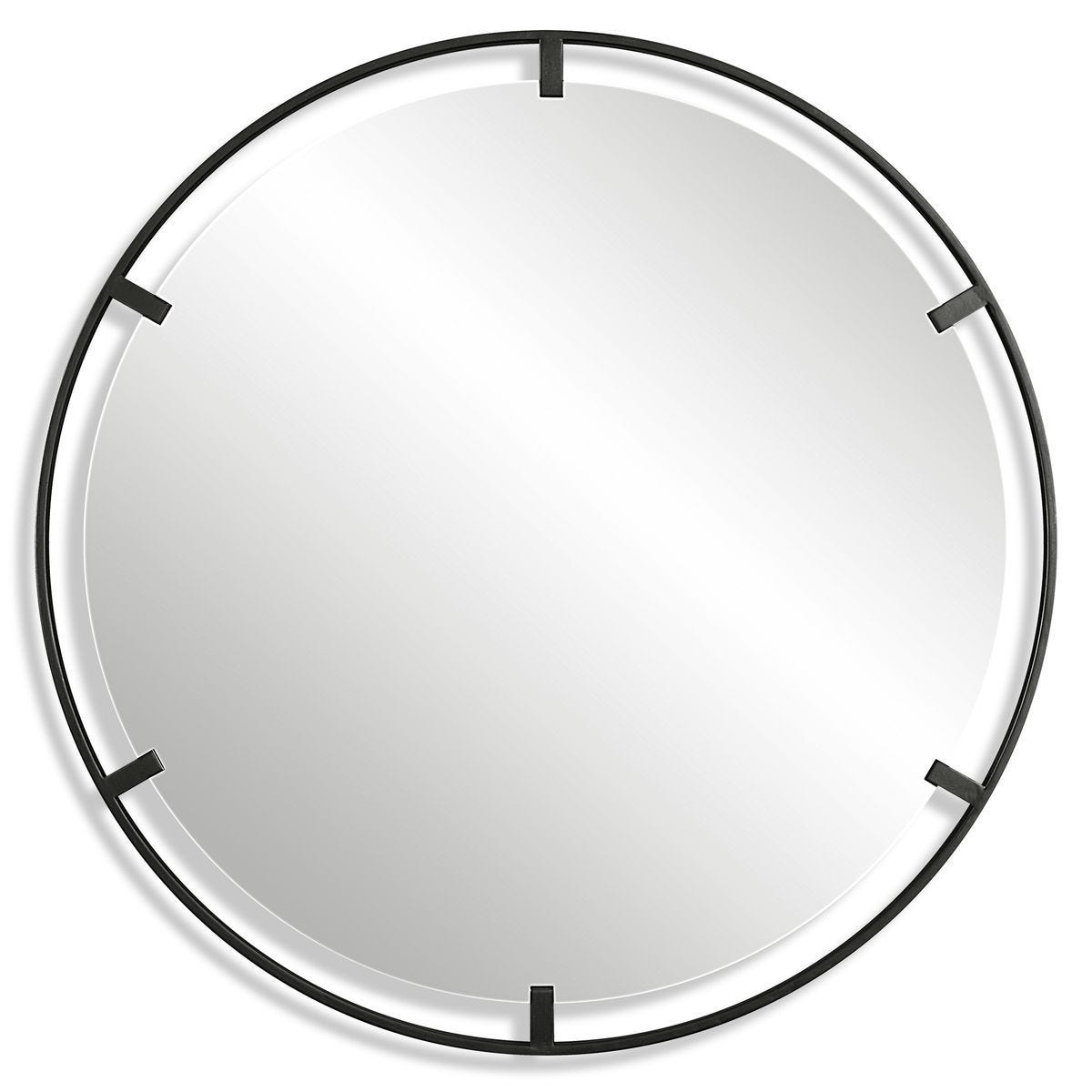 Cashel Round Mirror - modern mirror with sleek design for contemporary interiors | Image 2 | InSTYLE Home & Rugs