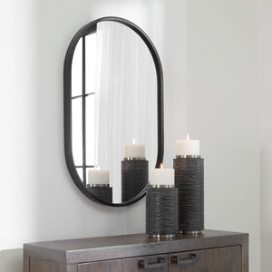 Varina Oval Mirror, Black - modern mirror with sleek design for contemporary interiors | Image 6 | InSTYLE Home & Rugs