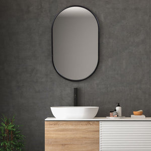 Varina Oval Mirror, Black - modern mirror with sleek design for contemporary interiors | Image 1 | InSTYLE Home & Rugs