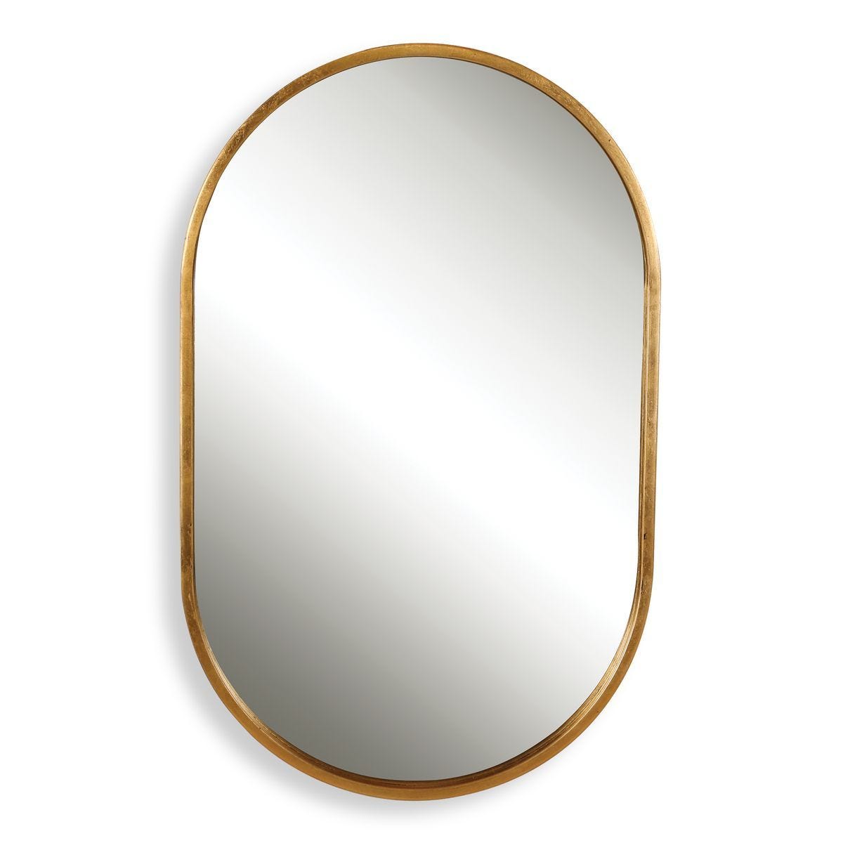 Varina Oval Mirror, Gold - modern mirror with sleek design for contemporary interiors | Image 2 | InSTYLE Home & Rugs
