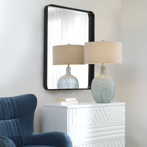 Crofton Large Mirror, Black - modern mirror with sleek design for contemporary interiors | Image 1 | InSTYLE Home & Rugs