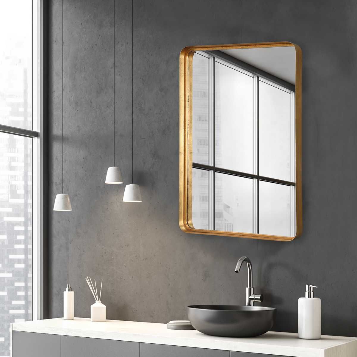 Crofton Large Mirror, Gold - elegant mirror for adding style and light to any room | Image 1 | InSTYLE Home & Rugs