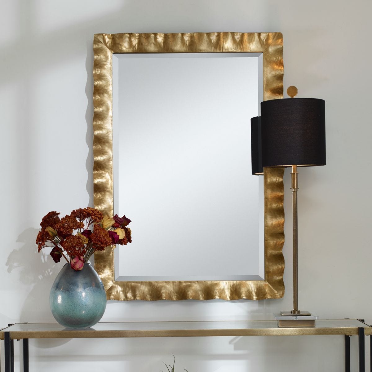 Haya Mirror, Gold - modern mirror with sleek design for contemporary interiors | Image 1 | InSTYLE Home & Rugs