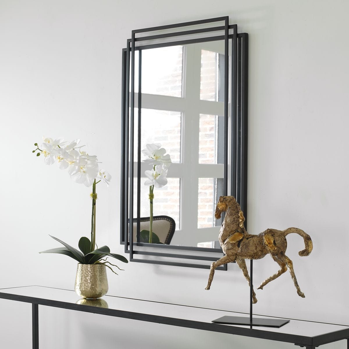 Amherst Mirror, Black - elegant mirror for adding style and light to any room | Image 1 | InSTYLE Home & Rugs