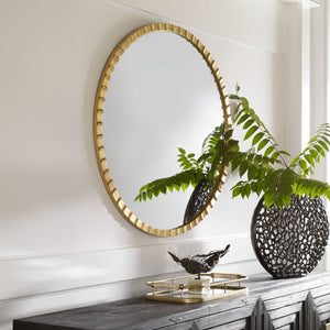 Dandridge Round Mirror, Gold - full-length mirror for creating the illusion of space and light | Image 5 | InSTYLE Home & Rugs