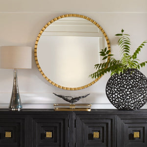 Dandridge Round Mirror, Gold - full-length mirror for creating the illusion of space and light | Image 1 | InSTYLE Home & Rugs