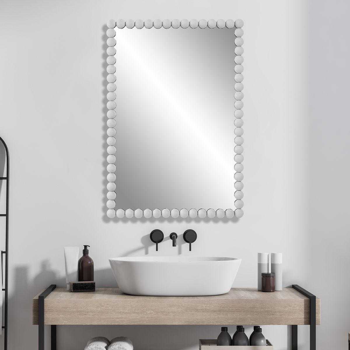 Serna Vanity Mirror, White - elegant mirror for adding style and light to any room | Image 1 | InSTYLE Home & Rugs