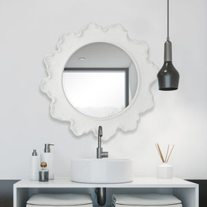 Sea Coral Round Mirror, White - full-length mirror for creating the illusion of space and light | Image 5 | InSTYLE Home & Rugs