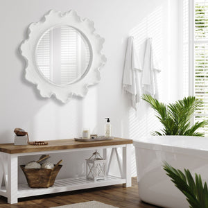 Sea Coral Round Mirror, White - full-length mirror for creating the illusion of space and light | Image 1 | InSTYLE Home & Rugs