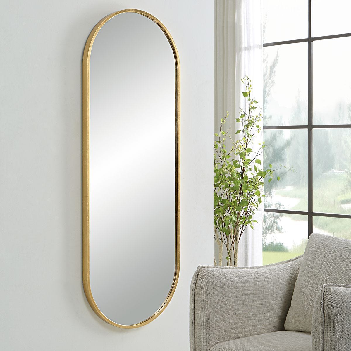 Varina Tall Mirror, Gold - elegant mirror for adding style and light to any room | Image 1 | InSTYLE Home & Rugs