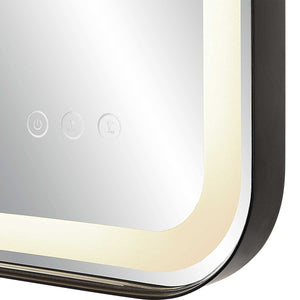 Crofton Lighted Vanity Mirror, Black - modern mirror with sleek design for contemporary interiors | Image 7 | InSTYLE Home & Rugs