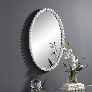 Serna Oval Mirror, White - elegant mirror for adding style and light to any room | Image 5 | InSTYLE Home & Rugs