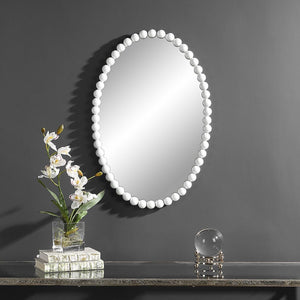 Serna Oval Mirror, White - elegant mirror for adding style and light to any room | Image 1 | InSTYLE Home & Rugs