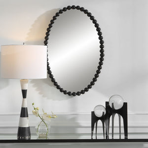 Serna Oval Mirror, Black - elegant mirror for adding style and light to any room | Image 1 | InSTYLE Home & Rugs