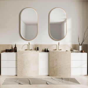Lago Oval Mirror, Gold - modern mirror with sleek design for contemporary interiors | Image 1 | InSTYLE Home & Rugs