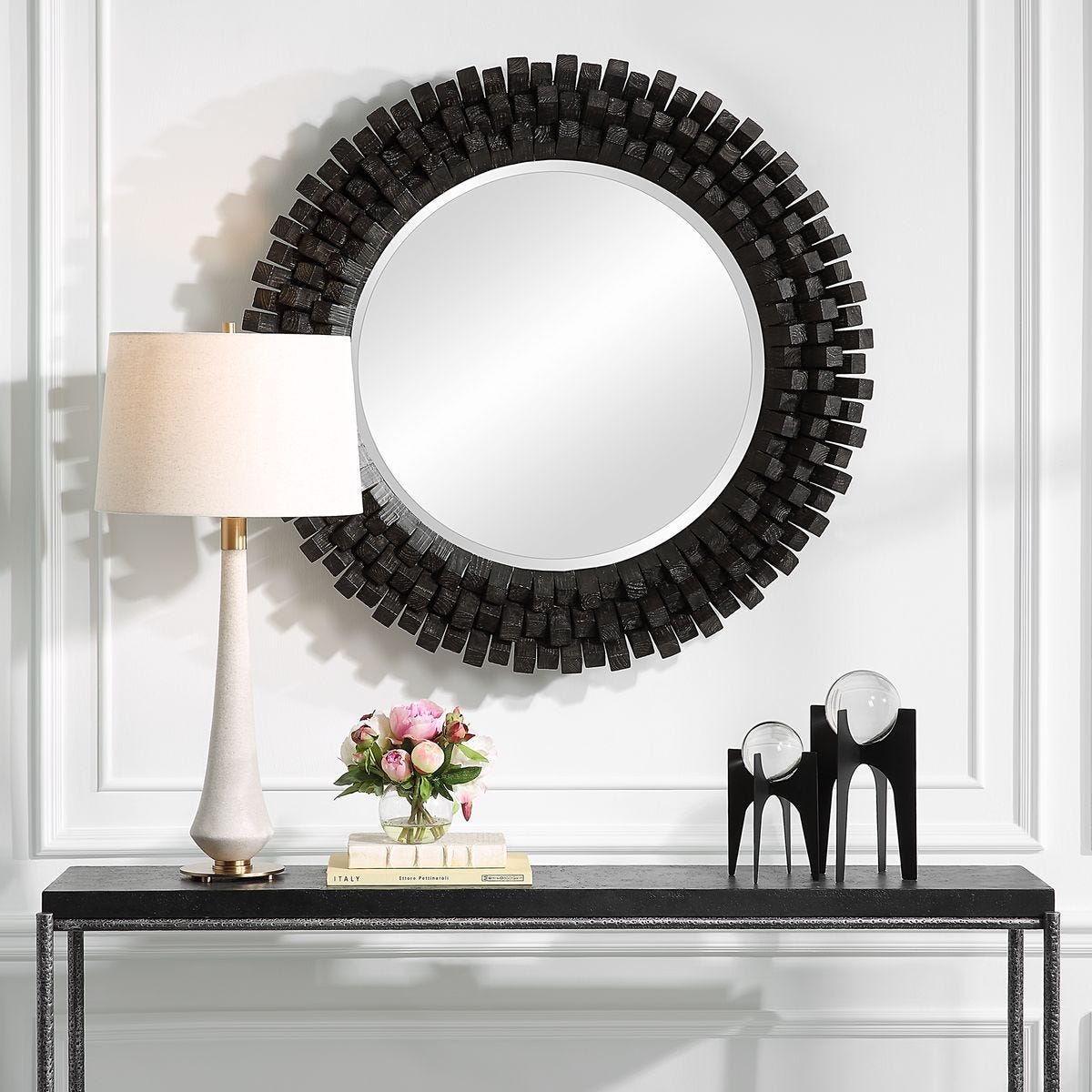 Circle of Piers Round Mirror - full-length mirror for creating the illusion of space and light | Image 1 | InSTYLE Home & Rugs