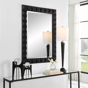 Studded Mirror, Black - elegant mirror for adding style and light to any room | Image 3 | InSTYLE Home & Rugs