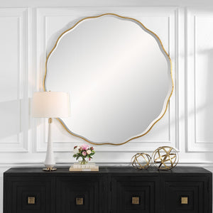 Aneta Large Round Mirror, Gold - elegant mirror for adding style and light to any room | Image 5 | InSTYLE Home & Rugs