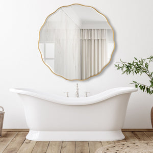 Aneta Large Round Mirror, Gold - elegant mirror for adding style and light to any room | Image 1 | InSTYLE Home & Rugs