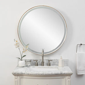 Crofton Lighted Round Mirror, Brass - elegant mirror for adding style and light to any room | Image 1 | InSTYLE Home & Rugs