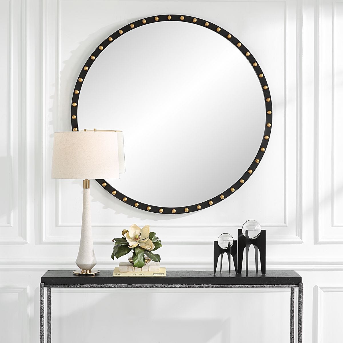 Sele Round Mirror - elegant mirror for adding style and light to any room | Image 1 | InSTYLE Home & Rugs