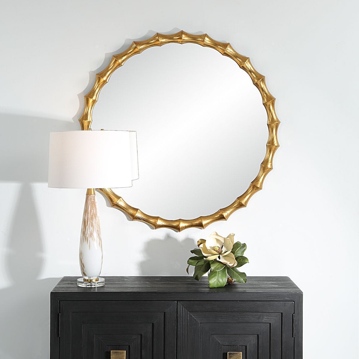 Nacala Round Mirror - modern mirror with sleek design for contemporary interiors | Image 1 | InSTYLE Home & Rugs