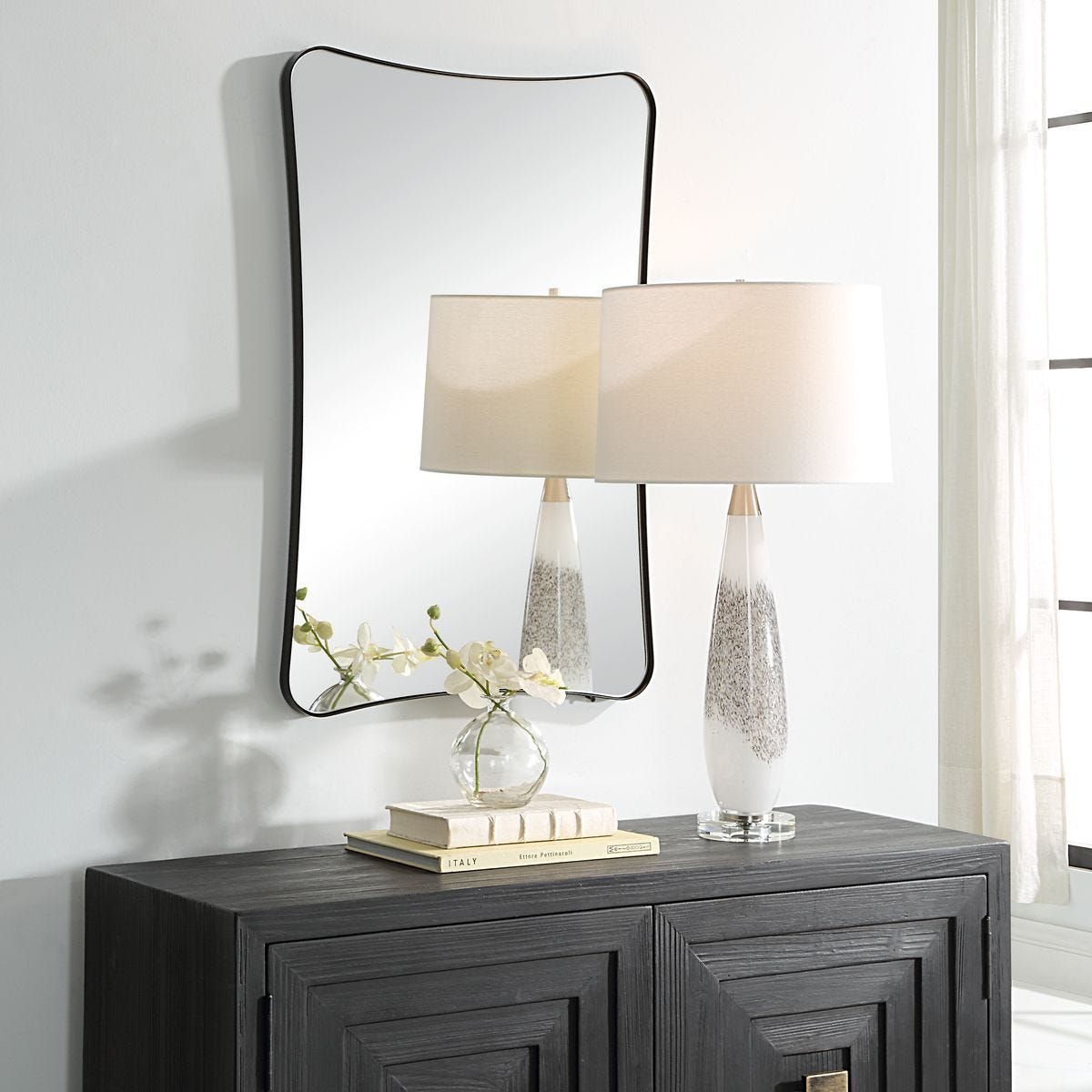 Loudon Vanity Mirror, Black - full-length mirror for creating the illusion of space and light | Image 1 | InSTYLE Home & Rugs