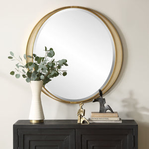 Rhodes Round Mirror - modern mirror with sleek design for contemporary interiors | Image 1 | InSTYLE Home & Rugs
