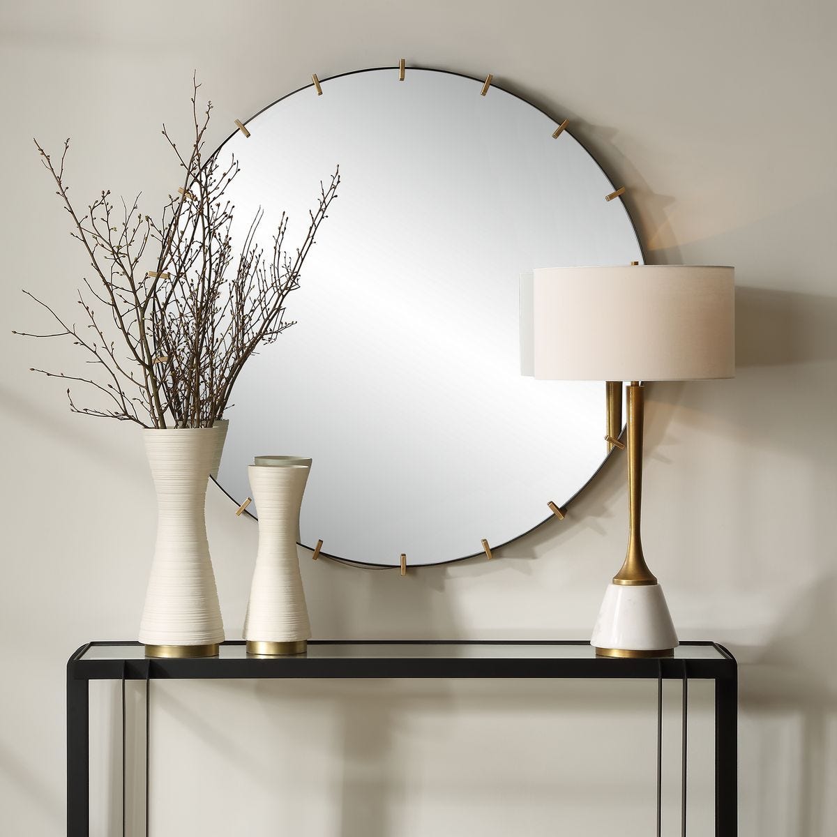 Pali Round Mirror - full-length mirror for creating the illusion of space and light | Image 1 | InSTYLE Home & Rugs