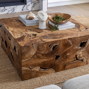 Natura Flow Square Coffee Table — Reclaimed Teak Root - one-of-a-kind square coffee table carved from teak root | Image 4 | InSTYLE Home & Rugs