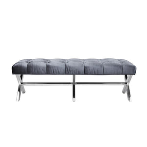 Lauren Charcoal Velvet Fabric Bench - durable benches with modern style | Image 1 | InSTYLE Home & Rugs