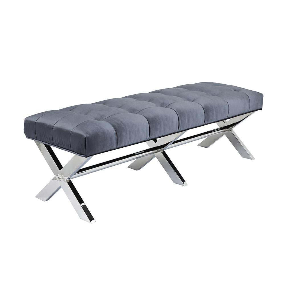 Lauren Charcoal Velvet Fabric Bench - durable benches with modern style | Image 2 | InSTYLE Home & Rugs