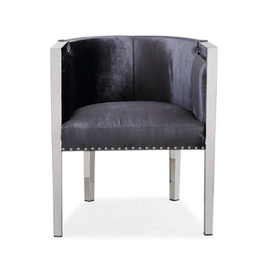 ELVIS Accent Chair GY-AC-7988 Stainless Steel legs Charcoal Velvet - compact accent chair for adding personality to any room | Image 2 | InSTYLE Home & Rugs
