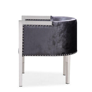 ELVIS Accent Chair GY-AC-7988 Stainless Steel legs Charcoal Velvet - compact accent chair for adding personality to any room | Image 3 | InSTYLE Home & Rugs