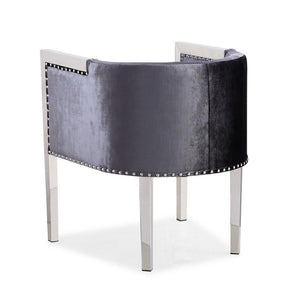 ELVIS Accent Chair GY-AC-7988 Stainless Steel legs Charcoal Velvet - compact accent chair for adding personality to any room | Image 4 | InSTYLE Home & Rugs