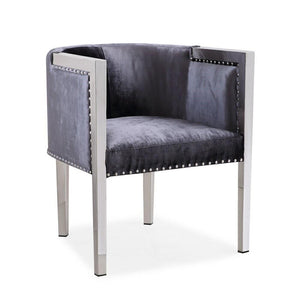 ELVIS Accent Chair GY-AC-7988 Stainless Steel legs Charcoal Velvet - compact accent chair for adding personality to any room | Image 5 | InSTYLE Home & Rugs
