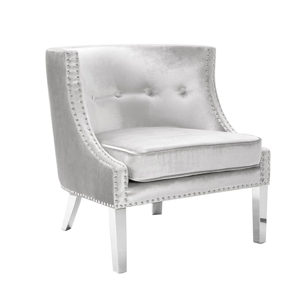 LUCY Lounge Chair E-Grey Velvet With SS Legs LUCY - comfortable chairs for relaxation | Image 1 | InSTYLE Home & Rugs