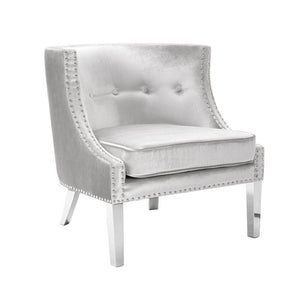 LUCY Lounge Chair E-Grey Velvet With SS Legs LUCY - comfortable chairs for relaxation | Image 1 | InSTYLE Home & Rugs