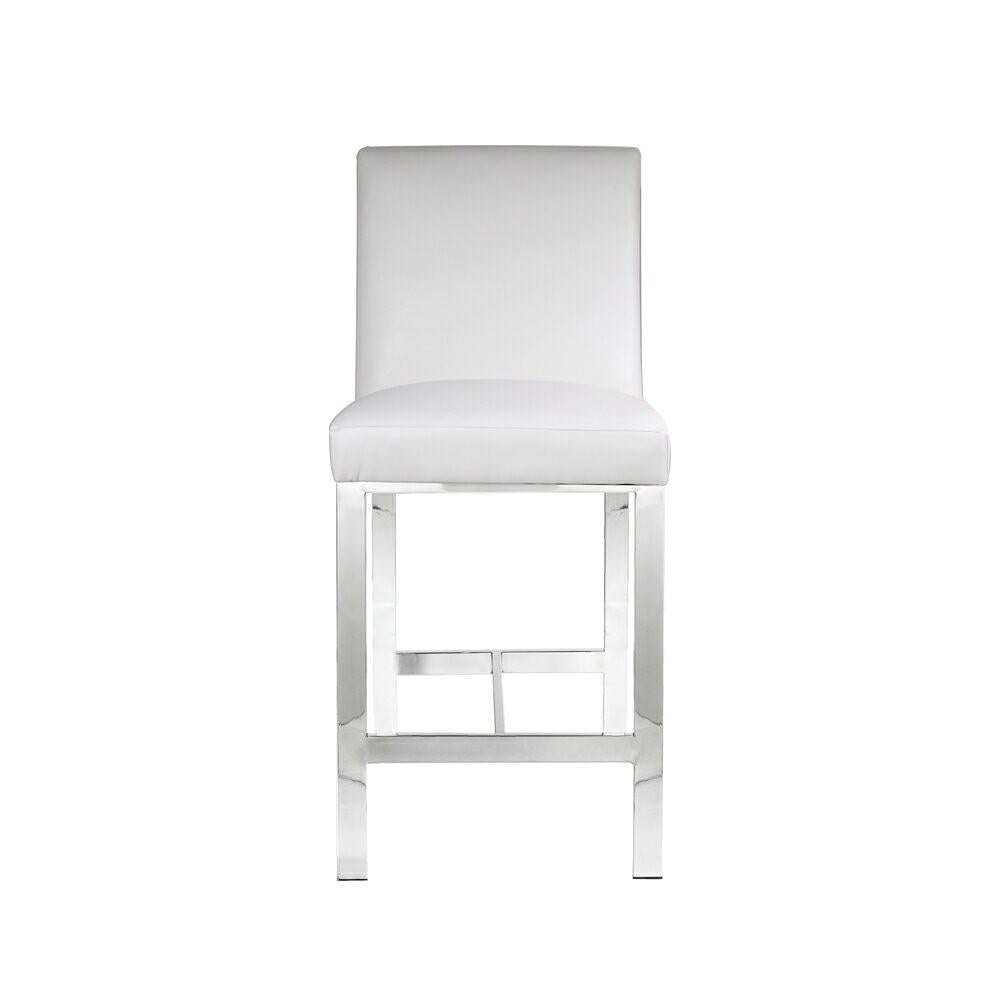 EMILIANO Counter Chair GY-COU-8121 White aspen PU with silver frame - comfortable seating for dining and office spaces | Image 1 | InSTYLE Home & Rugs