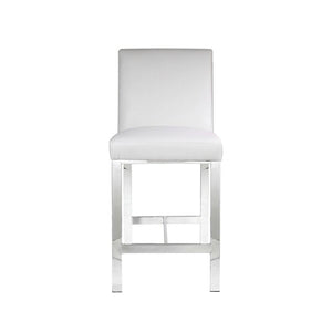 EMILIANO Counter Chair GY-COU-8121 White aspen PU with silver frame - comfortable seating for dining and office spaces | Image 1 | InSTYLE Home & Rugs