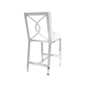 EMILIANO Counter Chair GY-COU-8121 White aspen PU with silver frame - comfortable seating for dining and office spaces | Image 2 | InSTYLE Home & Rugs