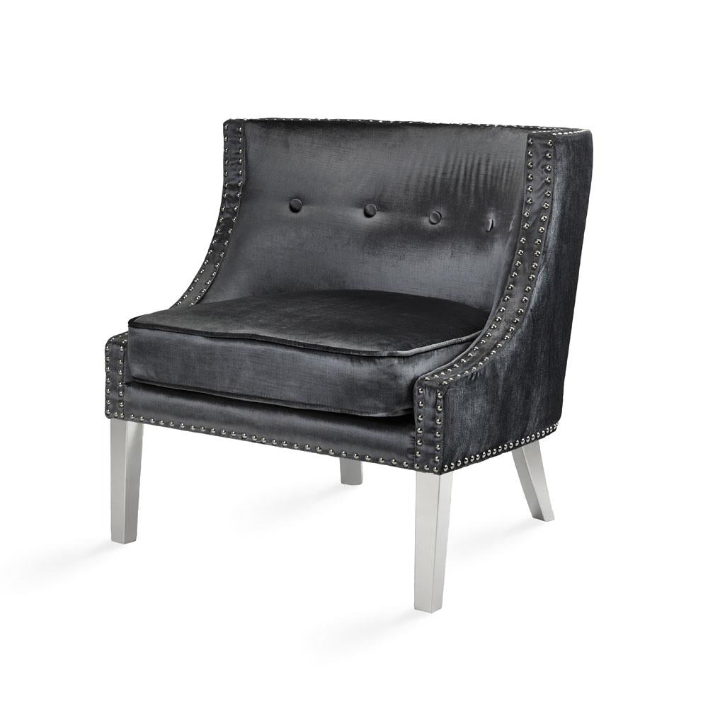 LUCY Lounge Chair E-Charcoal Velvet With SS Legs - stylish lounge chairs for any room | Image 1 | InSTYLE Home & Rugs