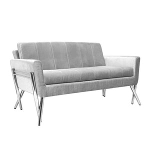 MORGAN Loveseat GY-LS-8112 Expensive Grey velvet with Polished silver frame 150*86*82cm - compact loveseat for stylish living room decor | Image 2 | InSTYLE Home & Rugs
