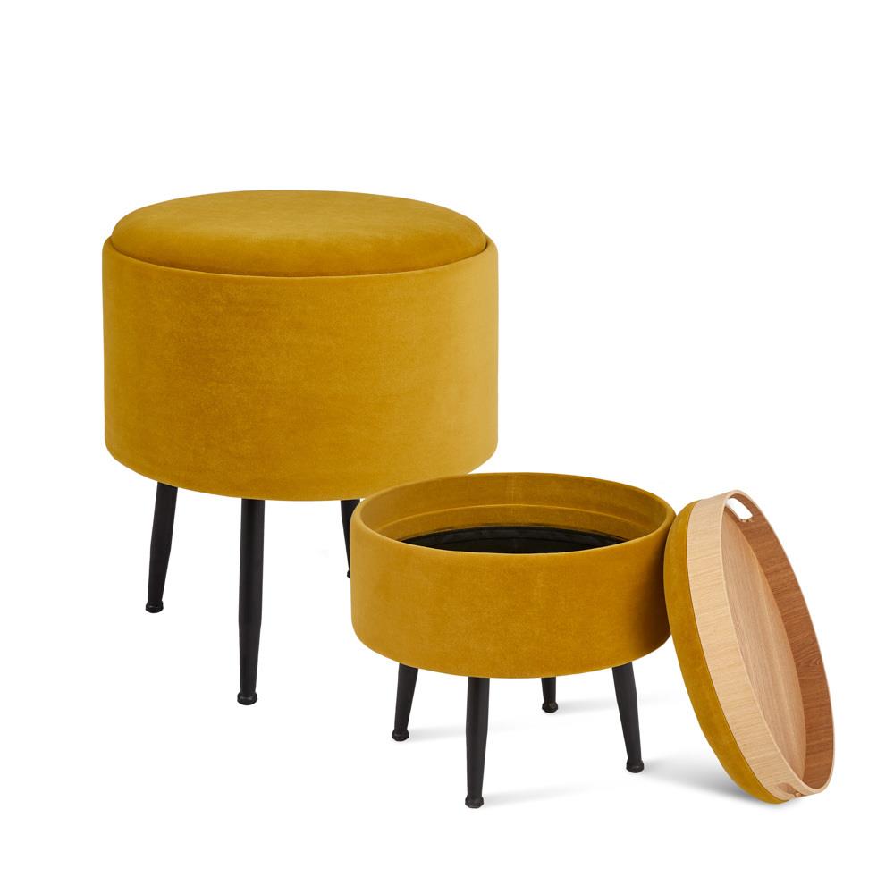 Herman Round Tray Ottoman (Set of 2) - chic ottoman for living rooms | Image 1 | InSTYLE Home & Rugs