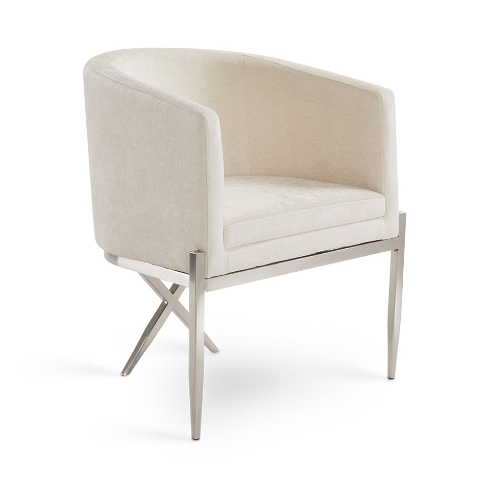ANTON CHAIR GY-AC-8391 ivory fabric BRUSHED STEEL - comfortable seating for dining and office spaces | Image 2 | InSTYLE Home & Rugs