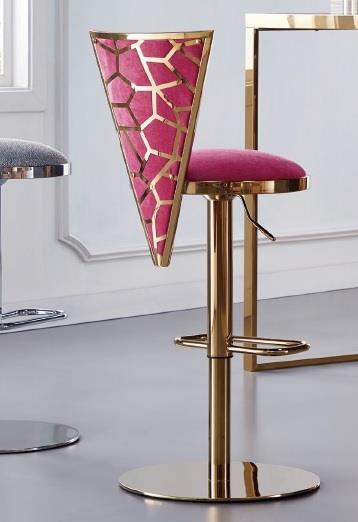 TURIN Adjustable Bar Stool GY-BAR-8546G HOT PINK Brushed Gold finish - perfect for small spaces | Image 1 | InSTYLE Home & Rugs