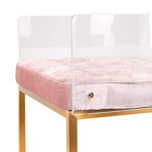 LUCCA Acrylic Bar Stool GY-BAR-8529G E-Pink Velvet color Brushed Gold finish - compact and stylish design | Image 3 | InSTYLE Home & Rugs