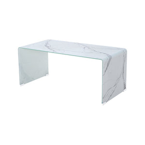 Marble Look Bent Glass Coffee Table GY-CT-801B - perfect for holding drinks, decor, or lamps | Image 1 | InSTYLE Home & Rugs